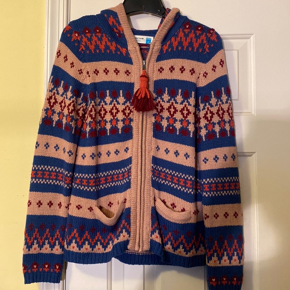 Knitted Anthropologie zip sweater with hood